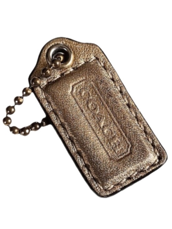 Coach Handbags - 😍 1.5" Mini Y2K Coach Metallic Gold Leather Hang Tag Bag Fob Charm Keychain
